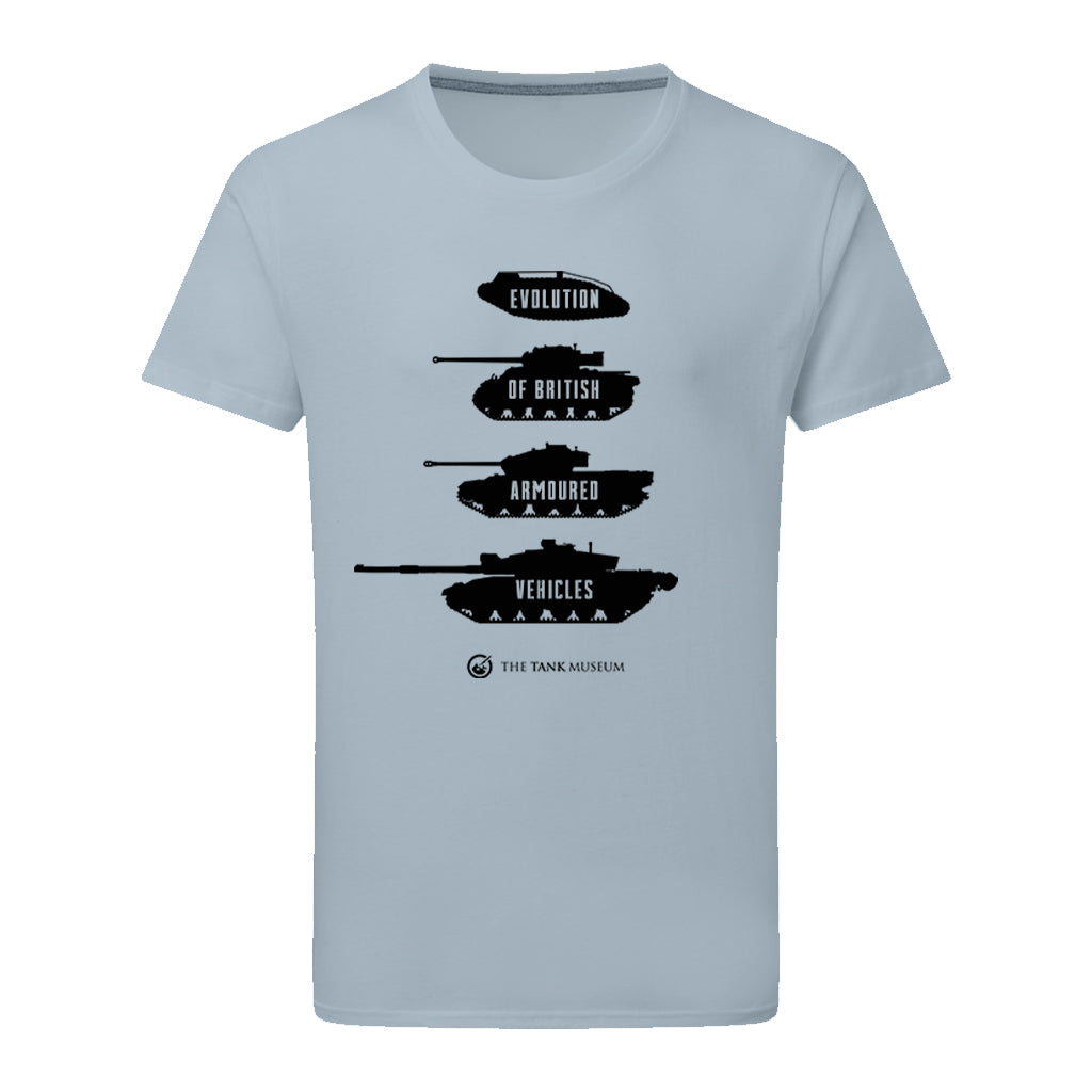 Evolution of British Armoured Vehicles Tanks T-Shirt T-Shirt On Demand Star Editions Ice Blue S