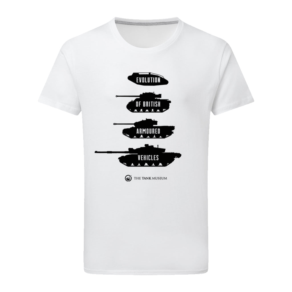 Evolution of British Armoured Vehicles Tanks T-Shirt T-Shirt On Demand Star Editions White S