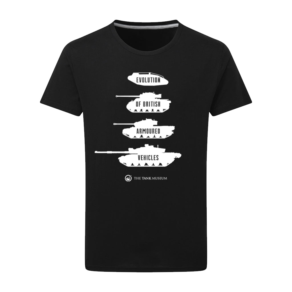 Evolution of British Armoured Vehicles Tanks T-Shirt T-Shirt On Demand Star Editions Black S