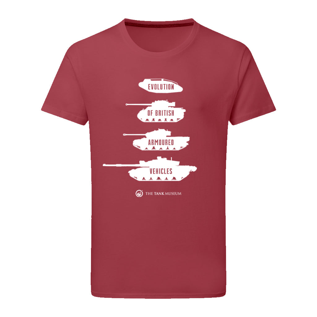 Evolution of British Armoured Vehicles Tanks T-Shirt T-Shirt On Demand Star Editions Cardinal Red S