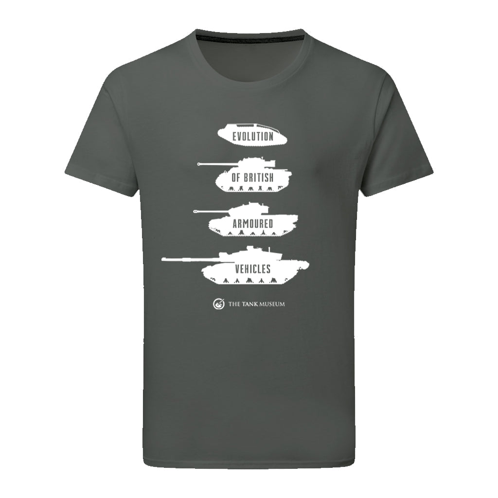Evolution of British Armoured Vehicles Tanks T-Shirt T-Shirt On Demand Star Editions Charcoal S