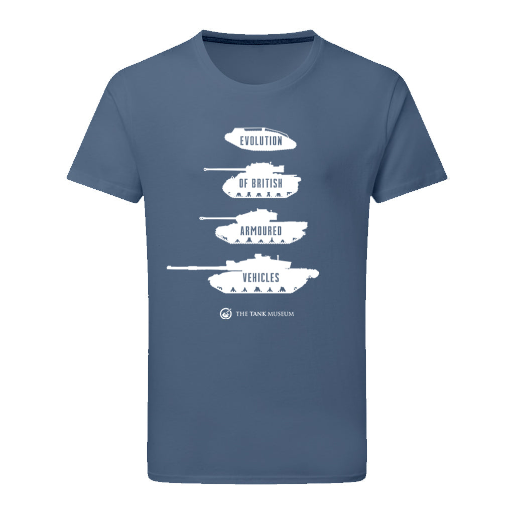 Evolution of British Armoured Vehicles Tanks T-Shirt T-Shirt On Demand Star Editions Dark Blue S