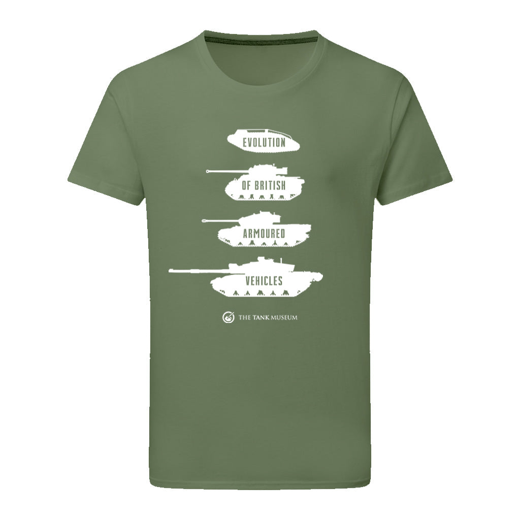 Evolution of British Armoured Vehicles Tanks T-Shirt T-Shirt On Demand Star Editions Military Green S