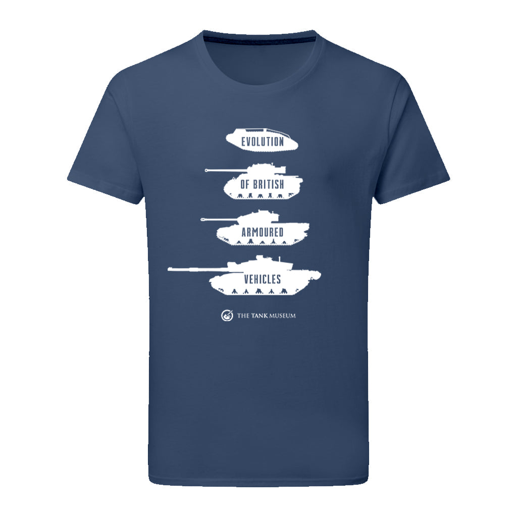 Evolution of British Armoured Vehicles Tanks T-Shirt T-Shirt On Demand Star Editions Navy S
