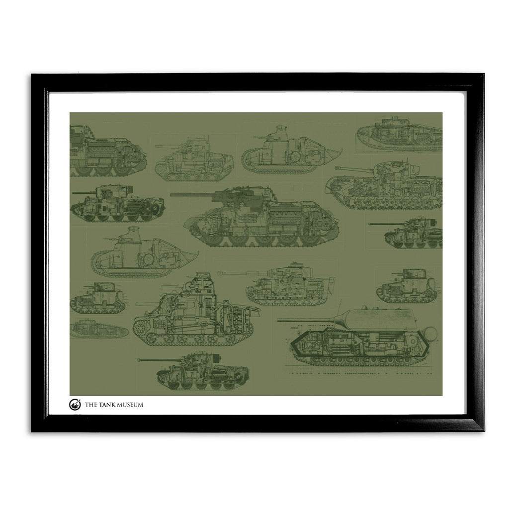 Art Print: Tanks Pattern Wall Art On Demand Star Editions 11x14" With Black Frame