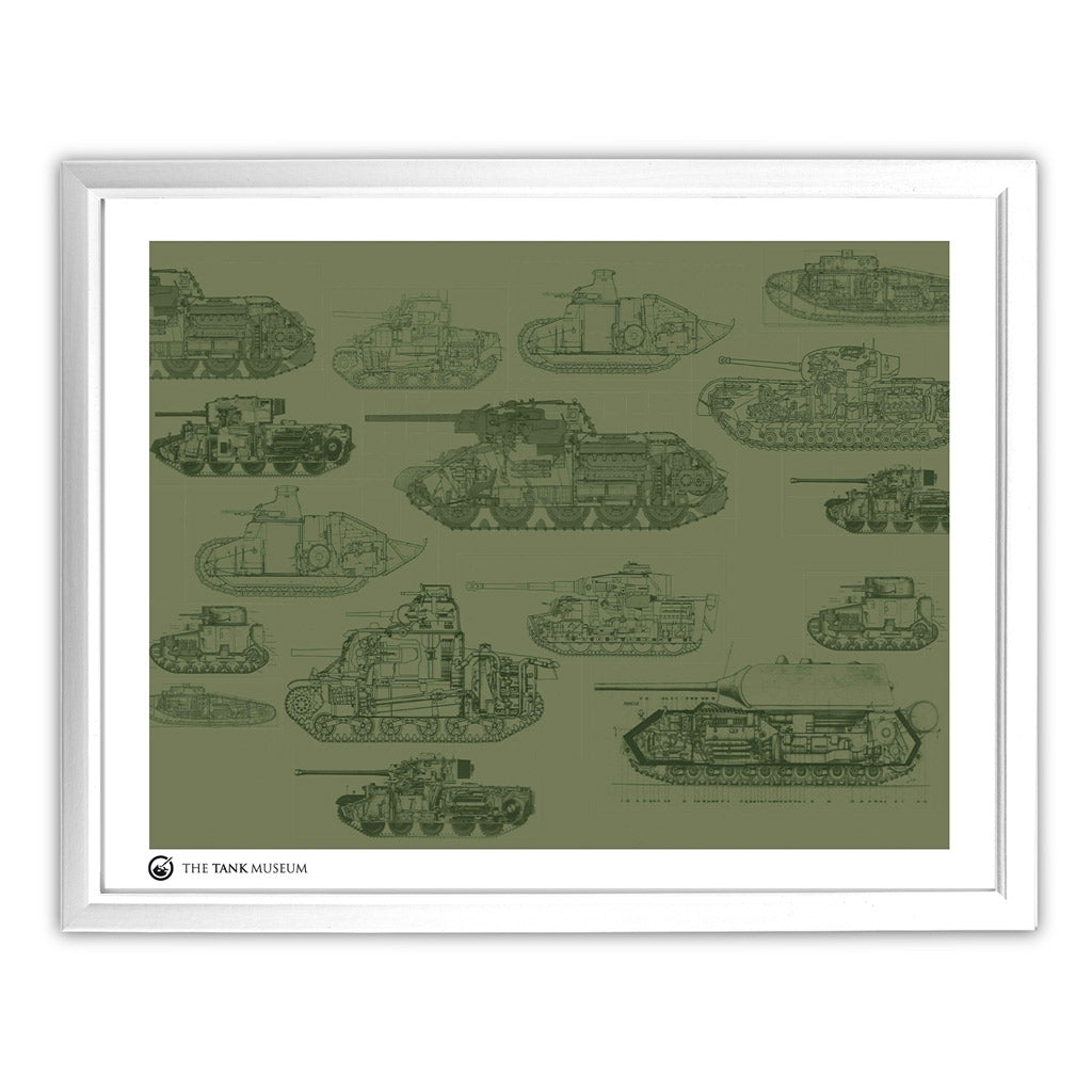 Art Print: Tanks Pattern Wall Art On Demand Star Editions 11x14" With White Frame