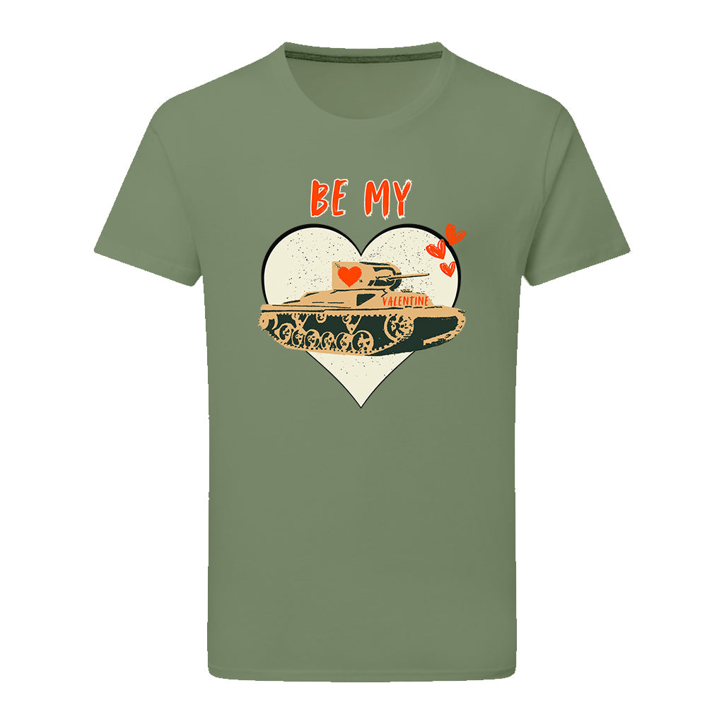 Be My Valentine Tank Heart T-Shirt T-Shirt On Demand Star Editions Military Green S