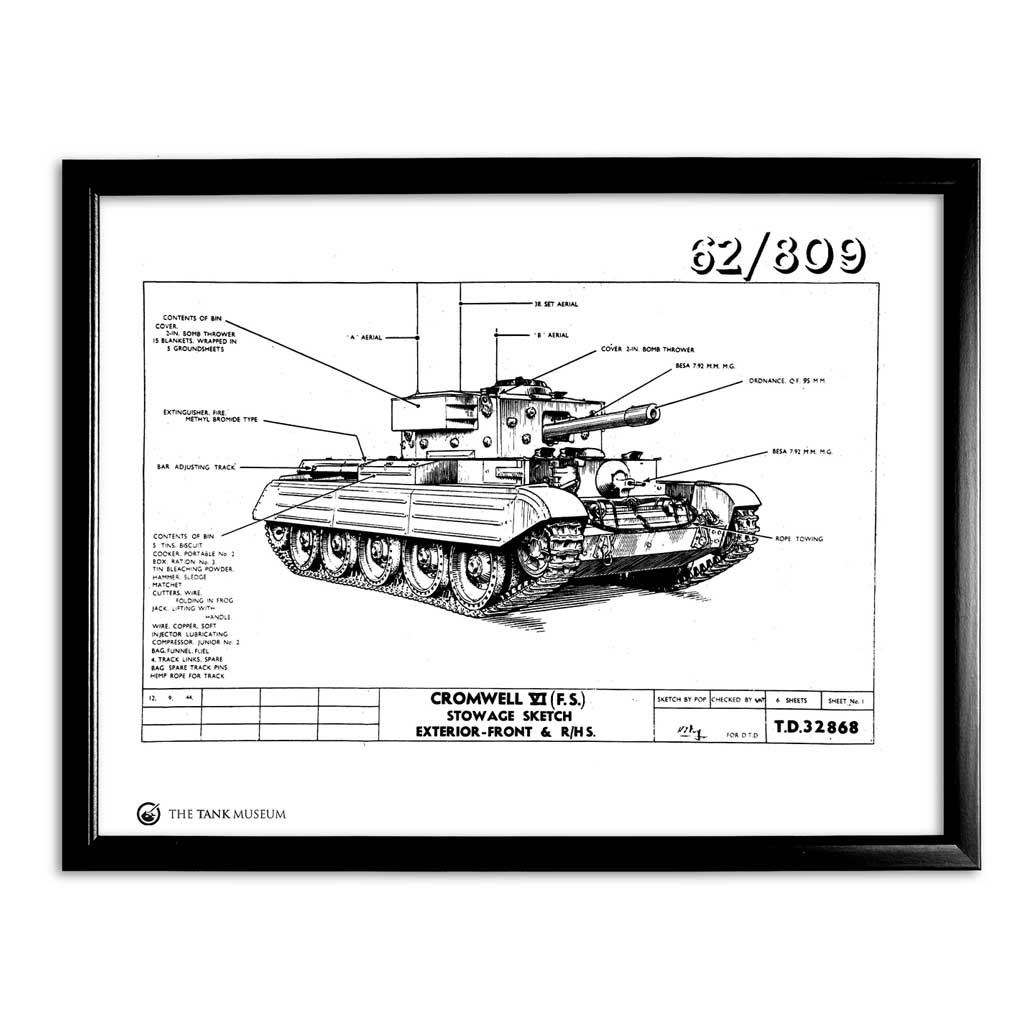 Art Print: Cromwell VI Tank Stowage Wall Art On Demand Star Editions 11x14" With Black Frame