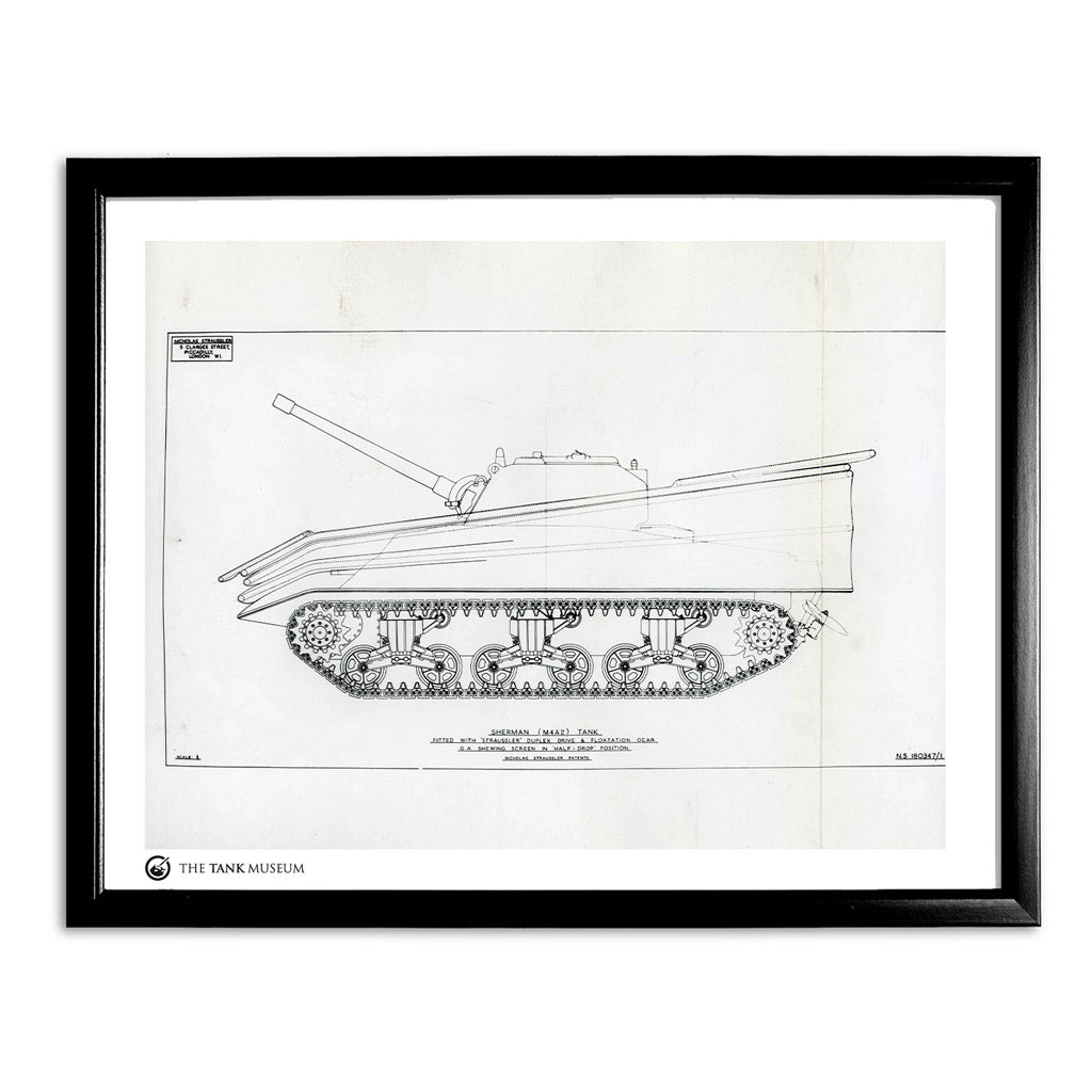 Art Print: M4A2 Sherman III DD Tank - Elevated Wall Art On Demand Star Editions 11x14" With Black Frame