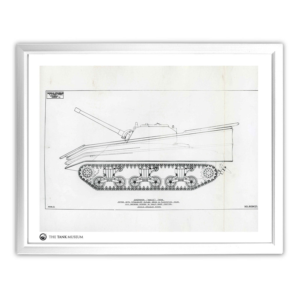 Art Print: M4A2 Sherman III DD Tank - Elevated Wall Art On Demand Star Editions 11x14" With White Frame