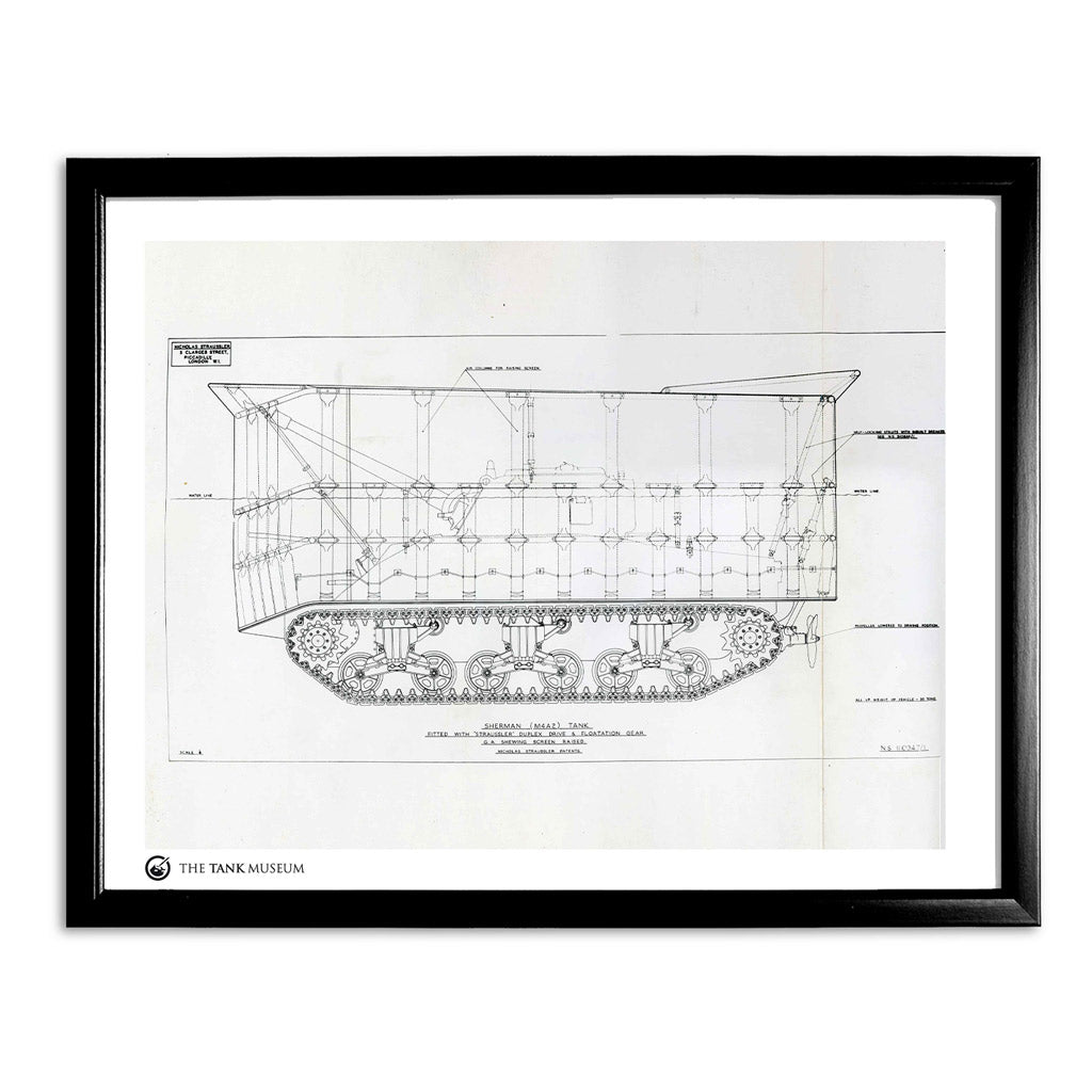 Art Print: M4A2 Sherman III DD Tank - Screen Wall Art On Demand Star Editions 11x14" With Black Frame