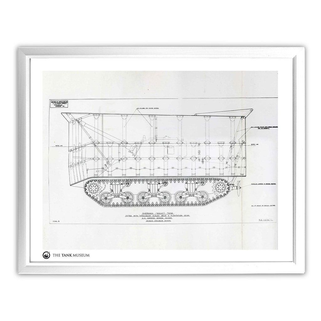 Art Print: M4A2 Sherman III DD Tank - Screen Wall Art On Demand Star Editions 11x14" With White Frame