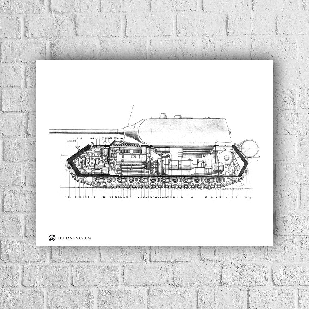 Art Print: PzKpfw Maus Tank Blueprint Wall Art On Demand Star Editions 40X50cm No Frame