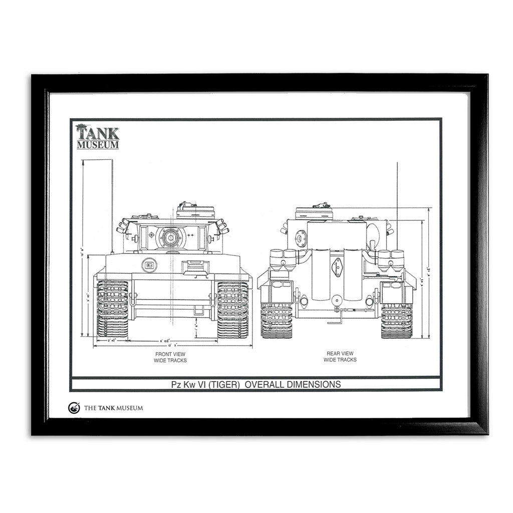 Art Print: PzKpfw Tiger I Tank Front and Rear Wall Art On Demand Star Editions 11x14" With Black Frame