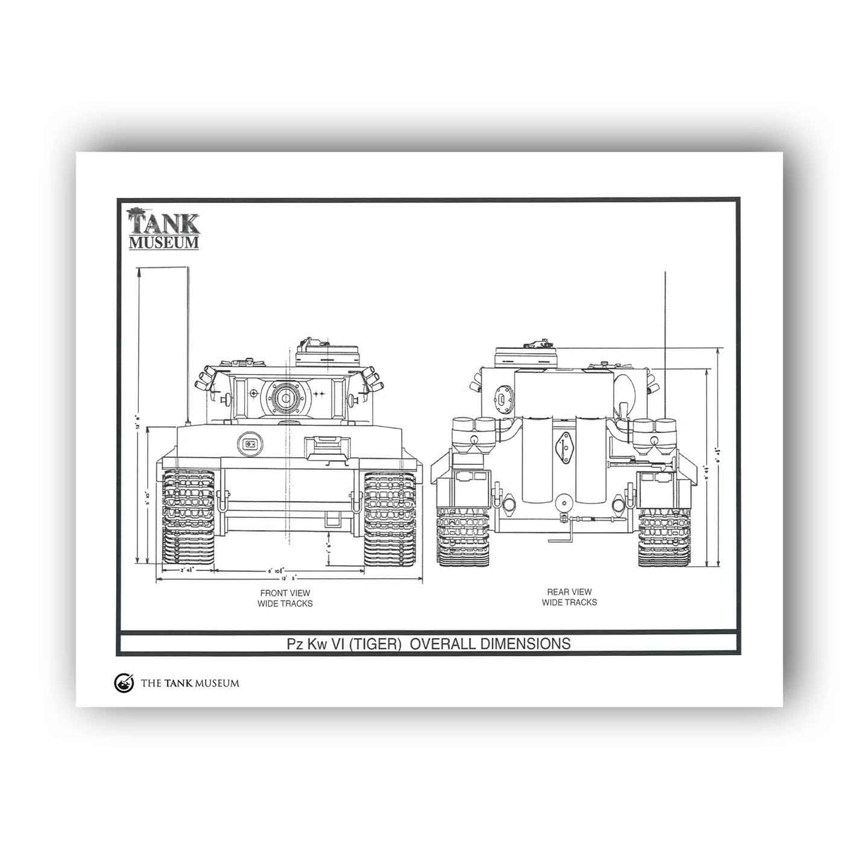 Art Print: PzKpfw Tiger I Tank Front and Rear Wall Art On Demand Star Editions 11x14" No Frame