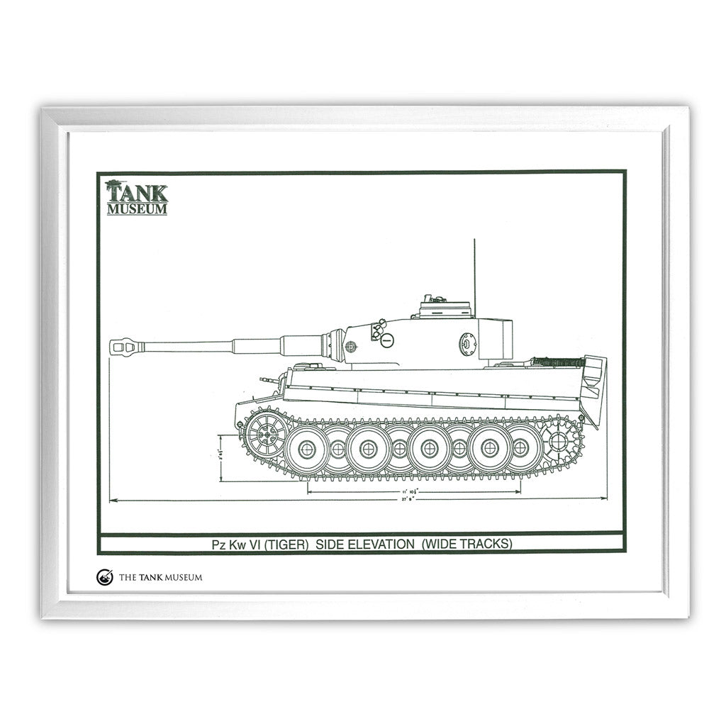 Art Print: PzKpfw Tiger I Tank - Side View Wall Art On Demand Star Editions 11x14" With White Frame