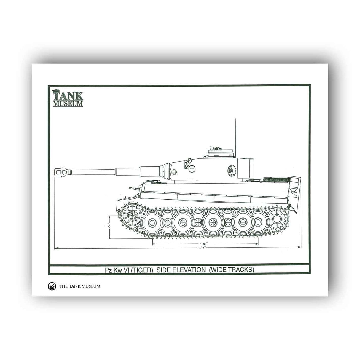 Art Print: PzKpfw Tiger I Tank - Side View Wall Art On Demand Star Editions 11x14" No Frame