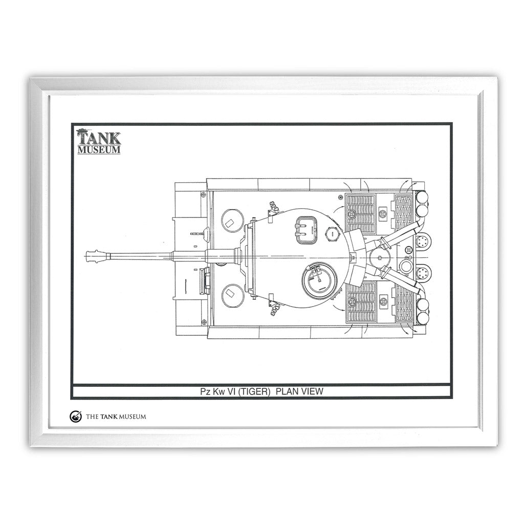Art Print: PzKpfw Tiger I Tank - Top View Wall Art On Demand Star Editions 11x14" With White Frame