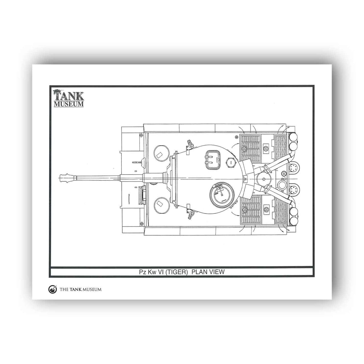 Art Print: PzKpfw Tiger I Tank - Top View Wall Art On Demand Star Editions 11x14" No Frame