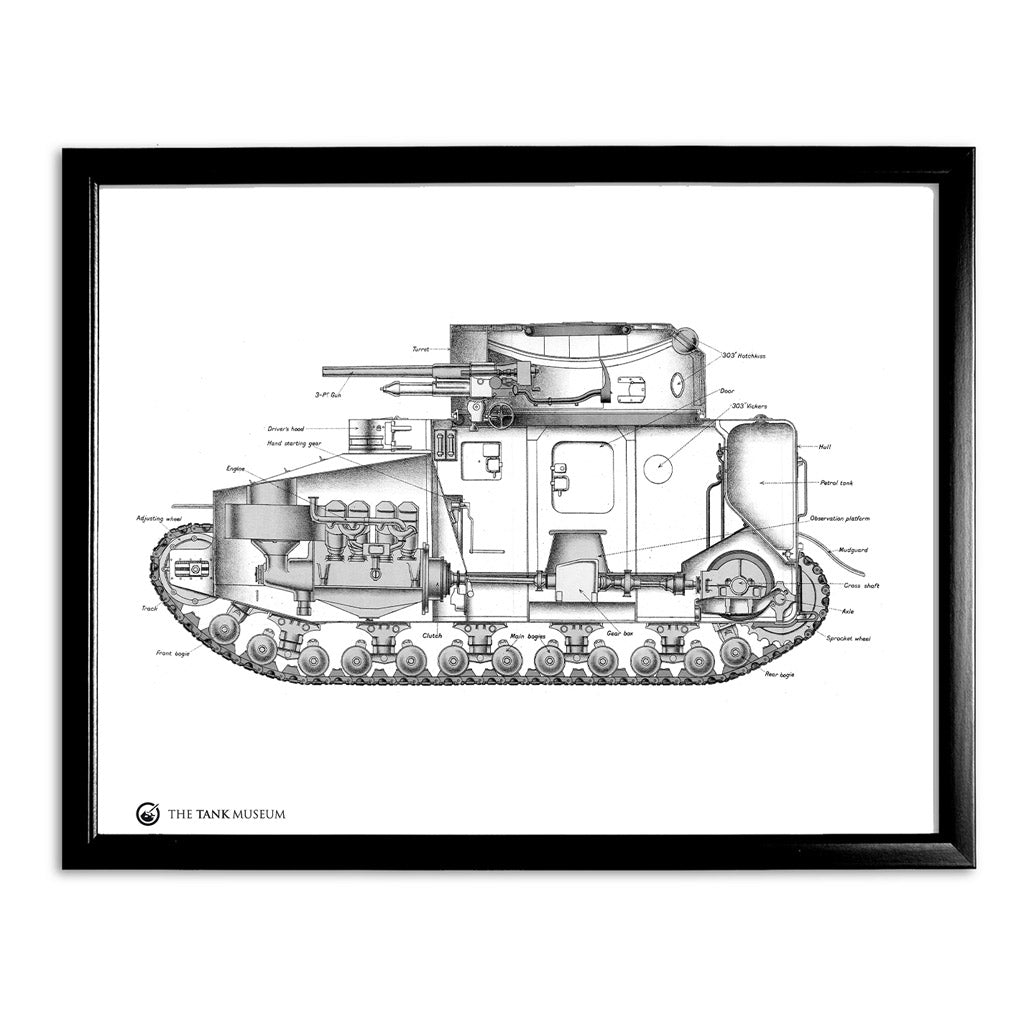 Art Print: Vickers Medium Tank Wall Art On Demand Star Editions 11x14" With Black Frame