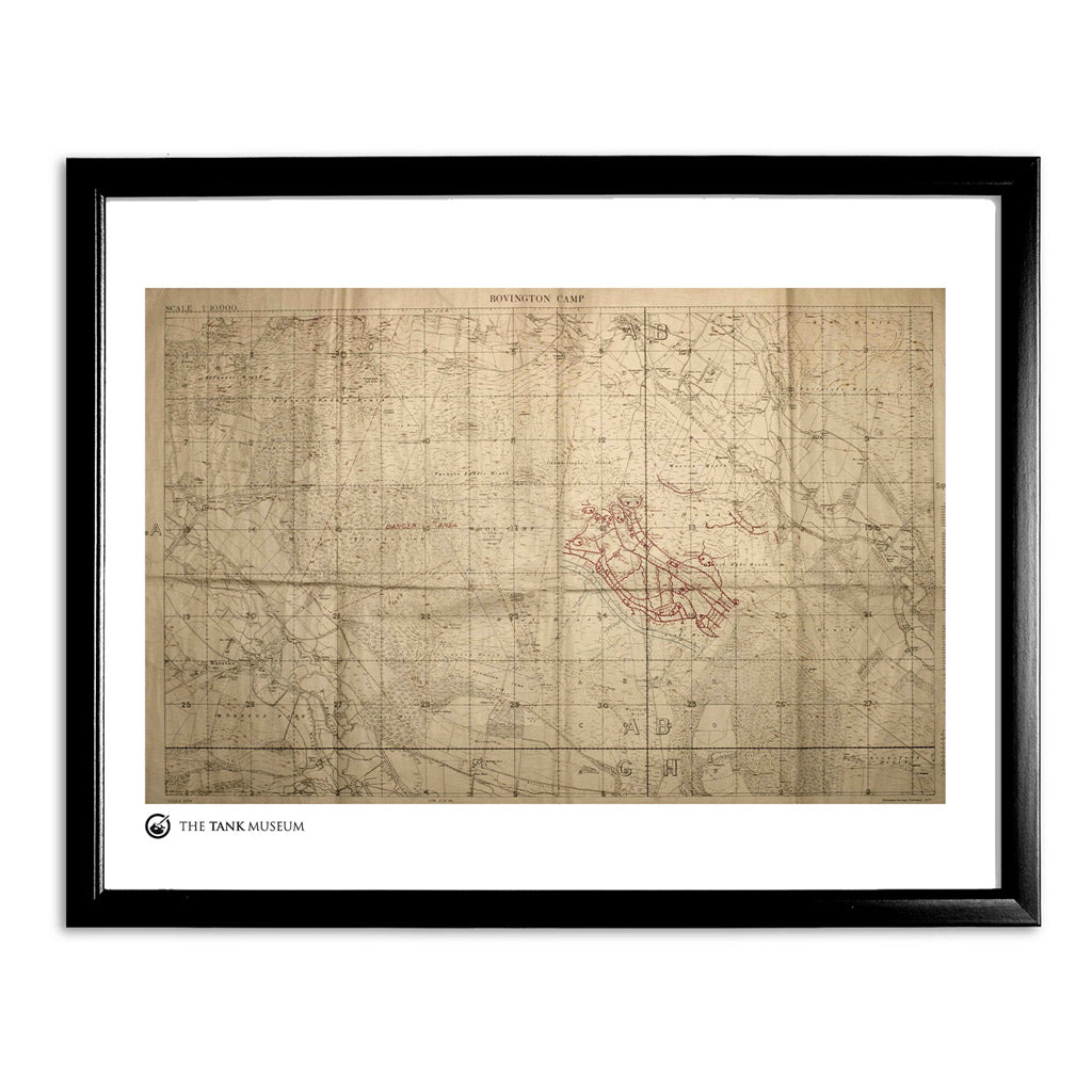 Art Print: Trench Map Bovington 1917 Wall Art On Demand Star Editions 11x14" With Black Frame