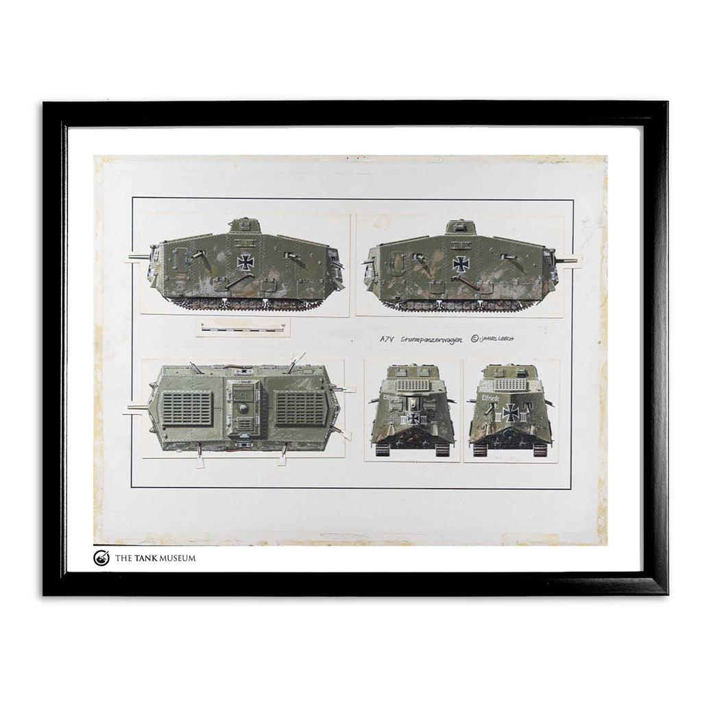 Art Print: A7V Tank Illustration Wall Art On Demand Star Editions 11x14" With Black Frame