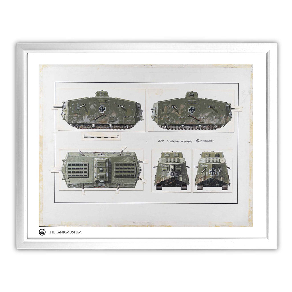 Art Print: A7V Tank Illustration Wall Art On Demand Star Editions 11x14" With White Frame