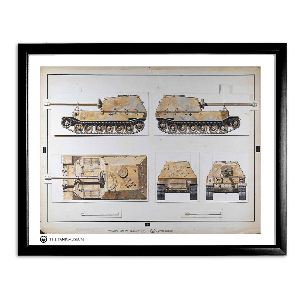 Art Print: Panzerjager Elefant Tank Wall Art On Demand Star Editions 11x14" With Black Frame
