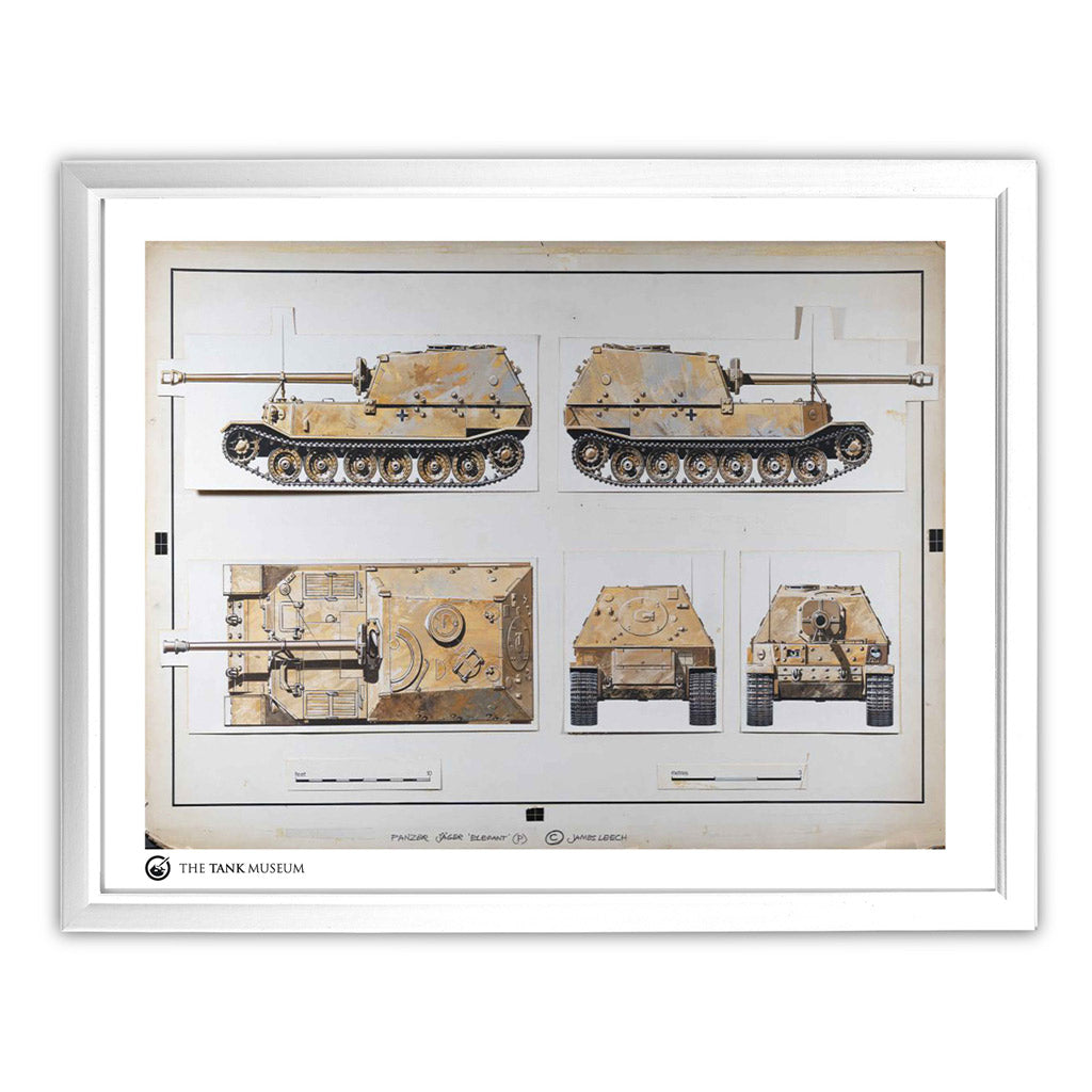 Art Print: Panzerjager Elefant Tank Wall Art On Demand Star Editions 11x14" With White Frame