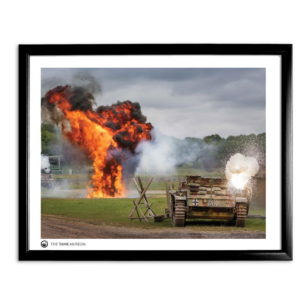 Art Print: Sherman Fury vs StuG III Tanks Wall Art On Demand Star Editions 11x14" With Black Frame