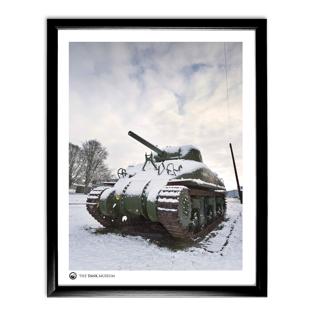 Art Print: Sherman Grizzly Tank in Snow Wall Art On Demand Star Editions 11x14" With Black Frame