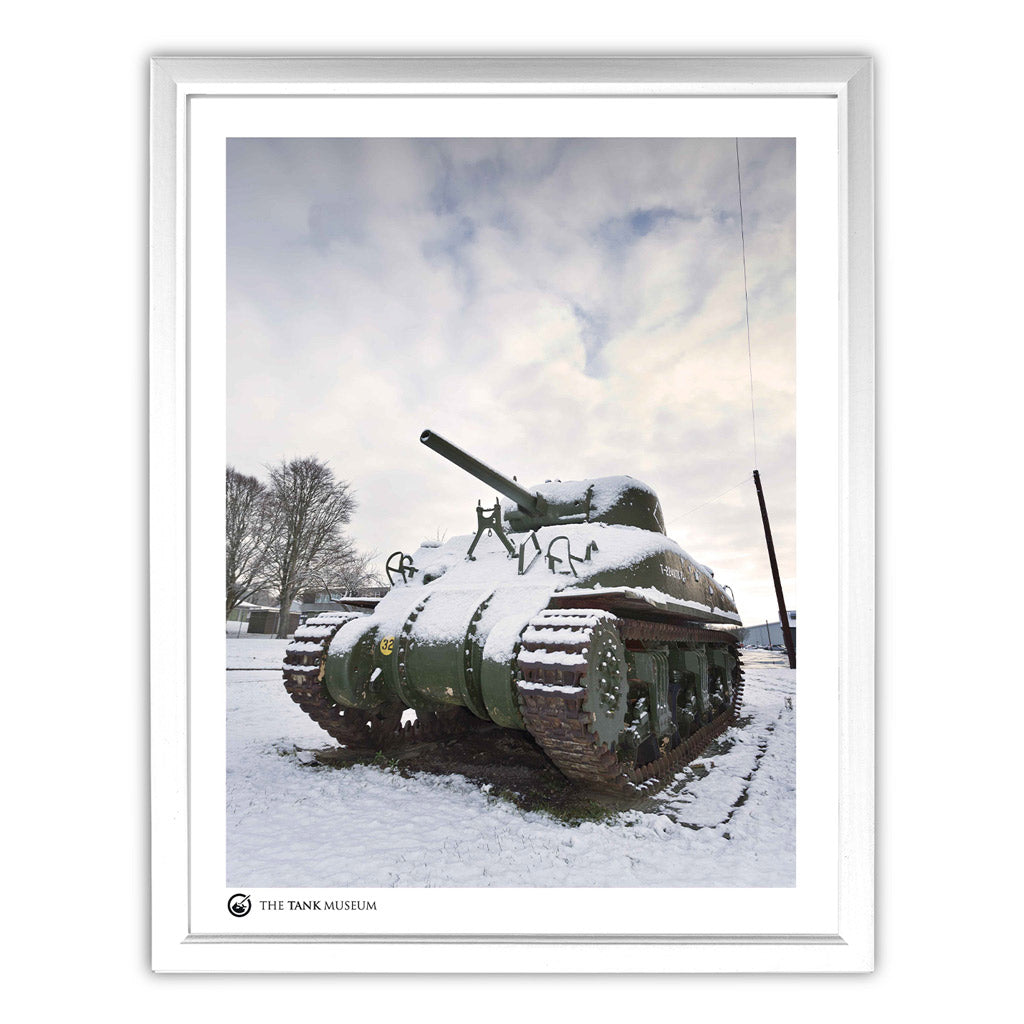 Art Print: Sherman Grizzly Tank in Snow Wall Art On Demand Star Editions 11x14" With White Frame