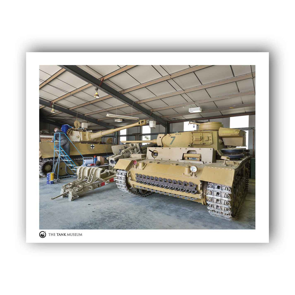 Art Print: Tiger and PzKpfw III Ausf.L Tanks in Workshop Wall Art On Demand Star Editions 11x14" No Frame