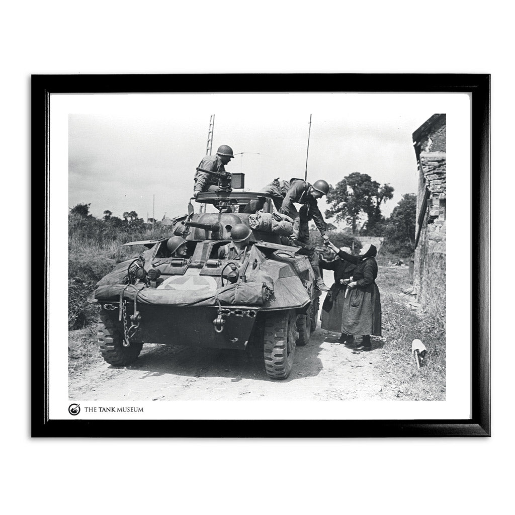 Art Print: Second World War American M8 Greyhound Wall Art On Demand Star Editions 11x14" With Black Frame