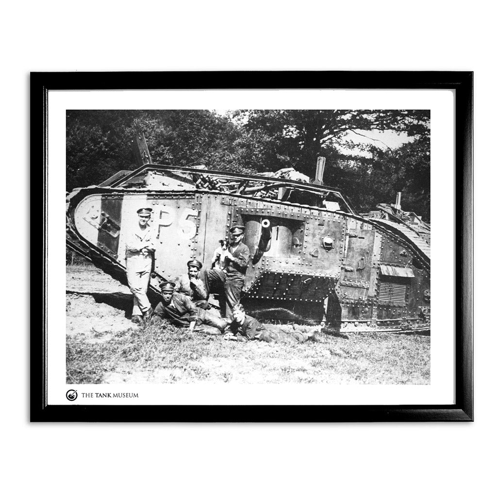 Art Print: Mark V Male Tank With Crew and Dog Wall Art On Demand Star Editions 11x14" With Black Frame