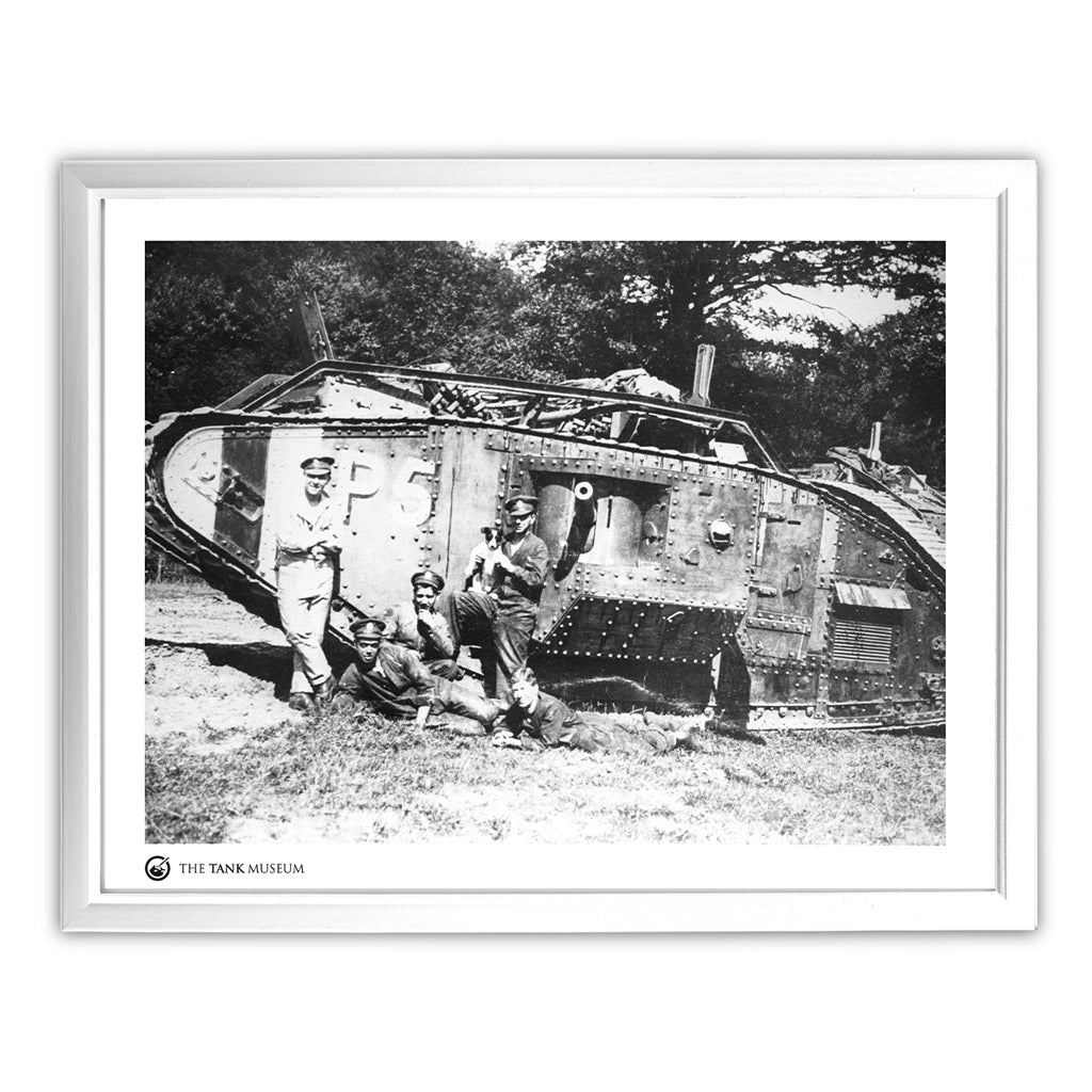 Art Print: Mark V Male Tank With Crew and Dog Wall Art On Demand Star Editions 11x14" With White Frame