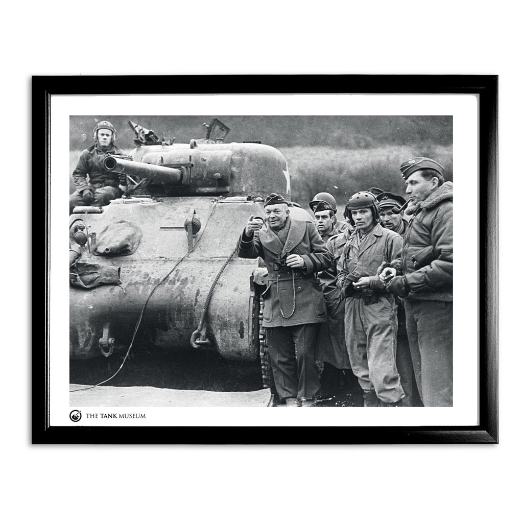 Art Print: General Eisenhower & M4A1 Sherman Wall Art On Demand Star Editions 11x14" With Black Frame