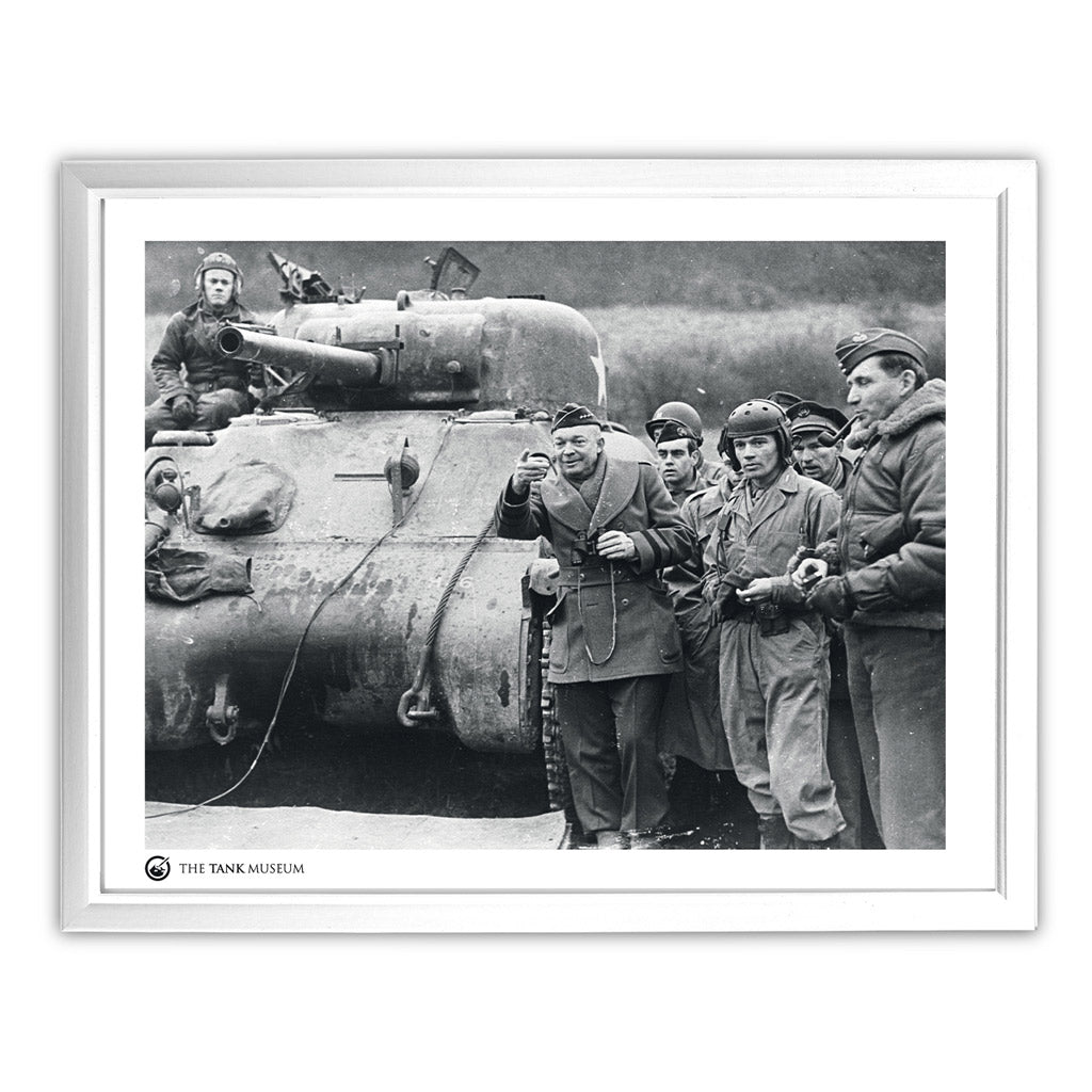 Art Print: General Eisenhower & M4A1 Sherman Wall Art On Demand Star Editions 11x14" With White Frame