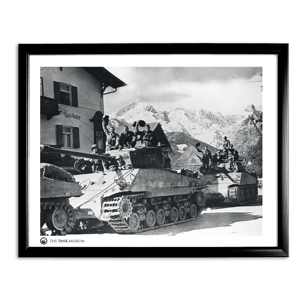 Art Print: M4A3 Shermans US 10th Armoured Division Wall Art On Demand Star Editions 11x14" With Black Frame