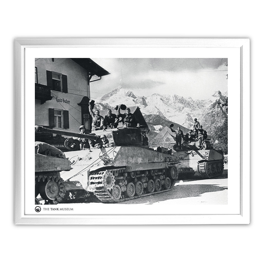 Art Print: M4A3 Shermans US 10th Armoured Division Wall Art On Demand Star Editions 11x14" With White Frame
