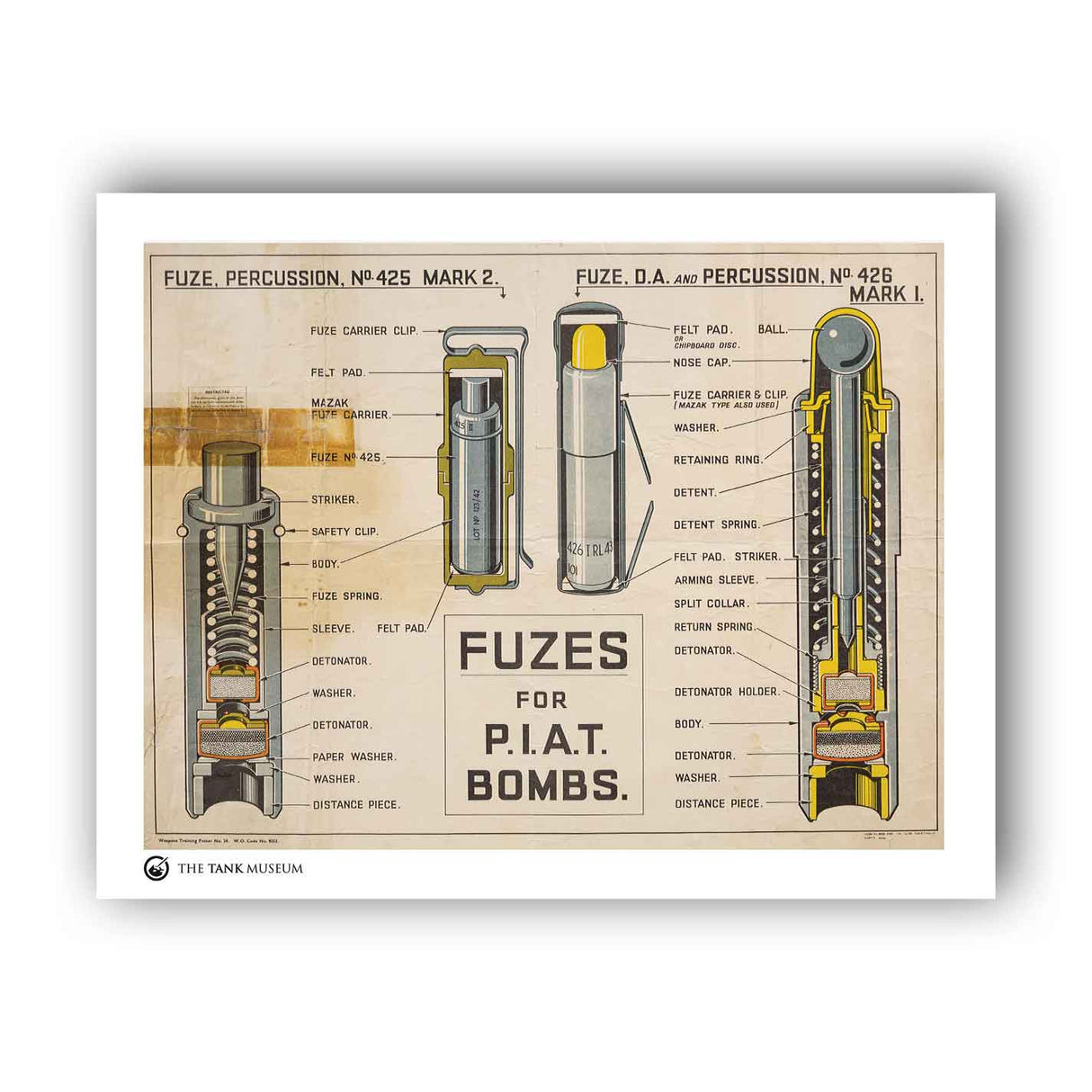 Art Print: Vintage Poster Fuzes for PIAT Bombs Wall Art On Demand Star Editions