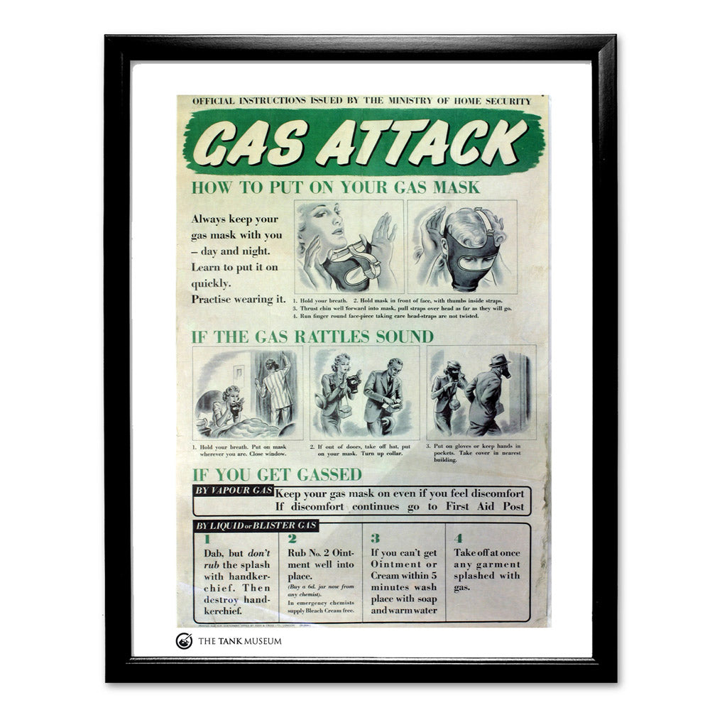 Art Print: Vintage Poster Gas Attack Wall Art On Demand Star Editions 11x14" With Black Frame