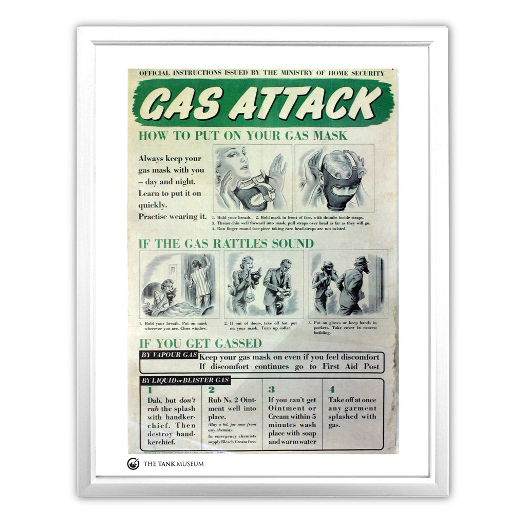 Art Print: Vintage Poster Gas Attack Wall Art On Demand Star Editions 11x14" With White Frame