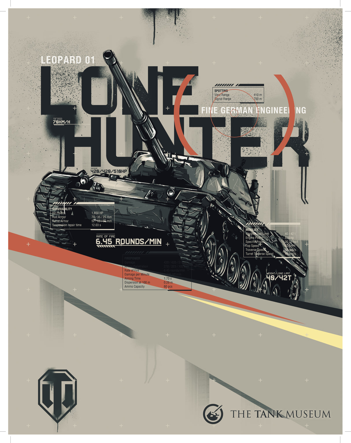 World of Tanks Leopard Illustration Print Wall Art Star Editions