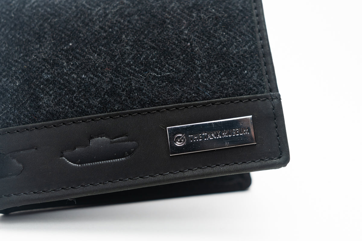 Tweed Black leather Card holder