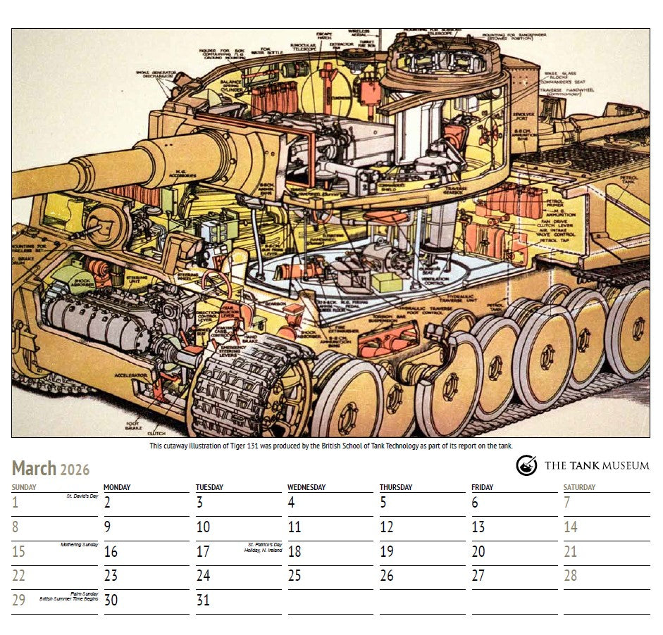 Tank Museum Tiger 131 Calendar 2026 Wall Art Studio 27