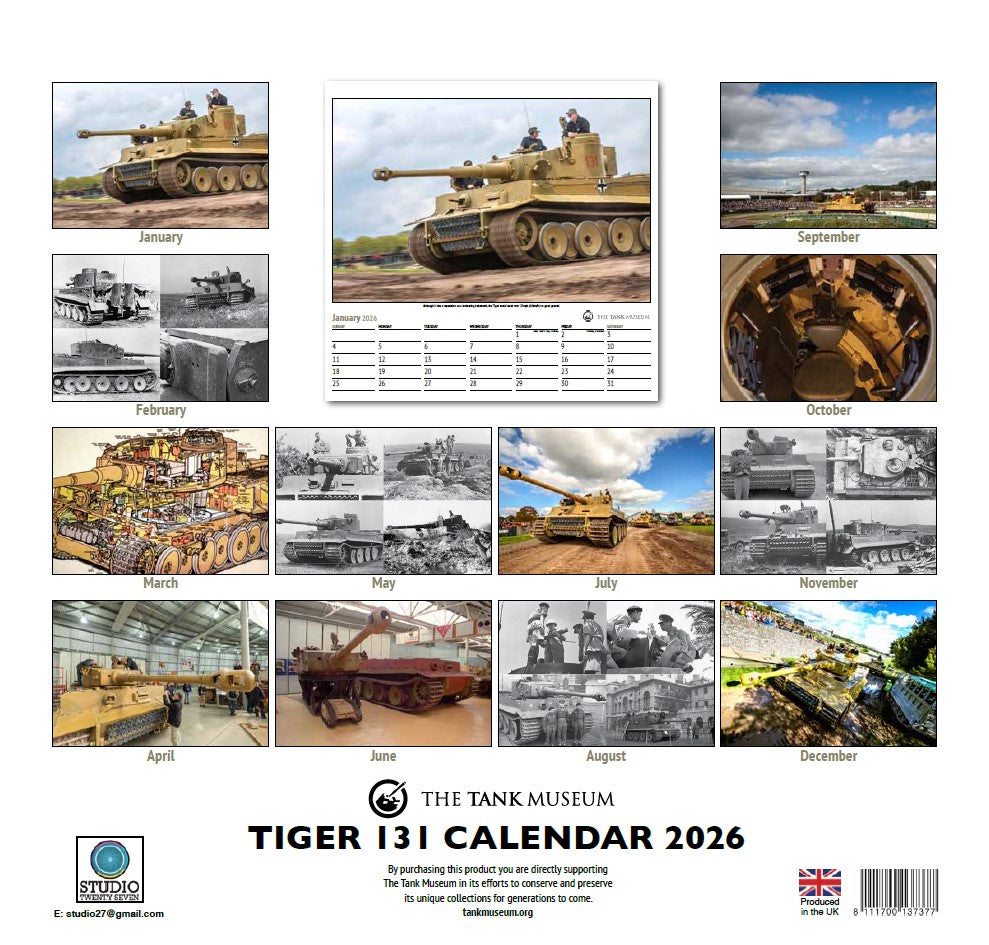 Tank Museum Tiger 131 Calendar 2026 Wall Art Studio 27