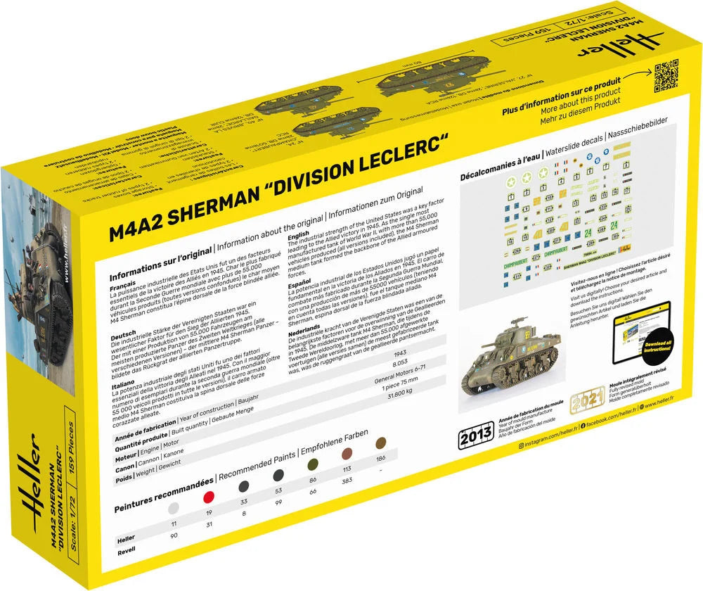 Heller 1/72 M4A2 Sherman Division Leclerc CHECK MODELS Heller
