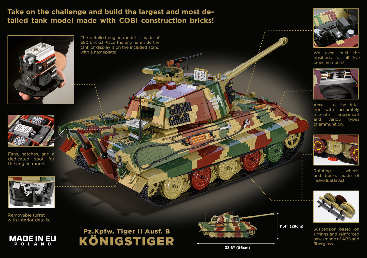 Cobi 1/12 Scale Tiger II Konigstiger Brick Model Kit Cobi