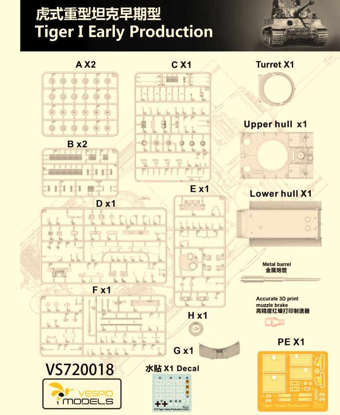 Vespid Models 1/72 Tiger 1 Tank Early Scale Model Vespid Models